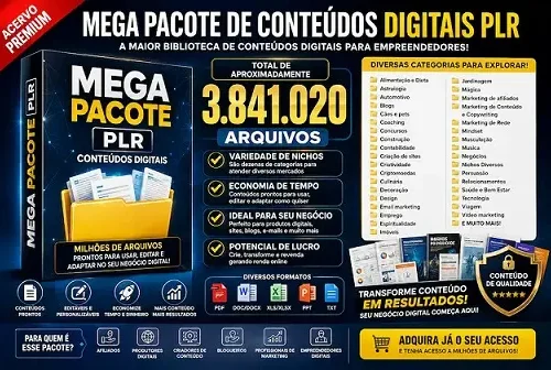 MEGA PACOTE PLR – 3.841.020 ARQUIVOS DIGITAIS EM DIVERSOS NICHOS