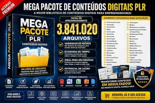 MEGA PACOTE PLR – 3.841.020 ARQUIVOS DIGITAIS EM DIVERSOS NICHOS